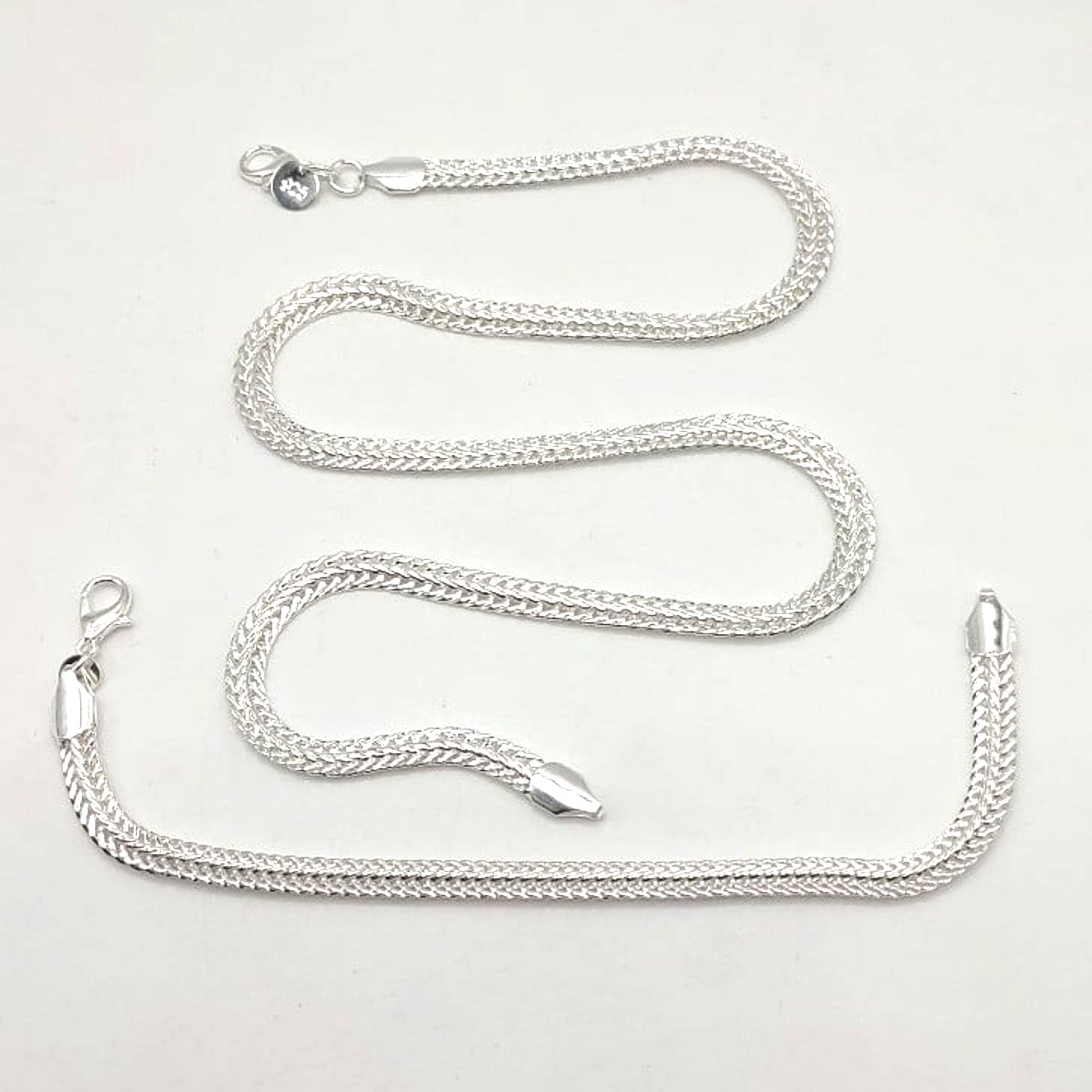 925 Silver Necklace Bracelet Set Braided 6mm Chain Vintage Fashion Gift New 39$
